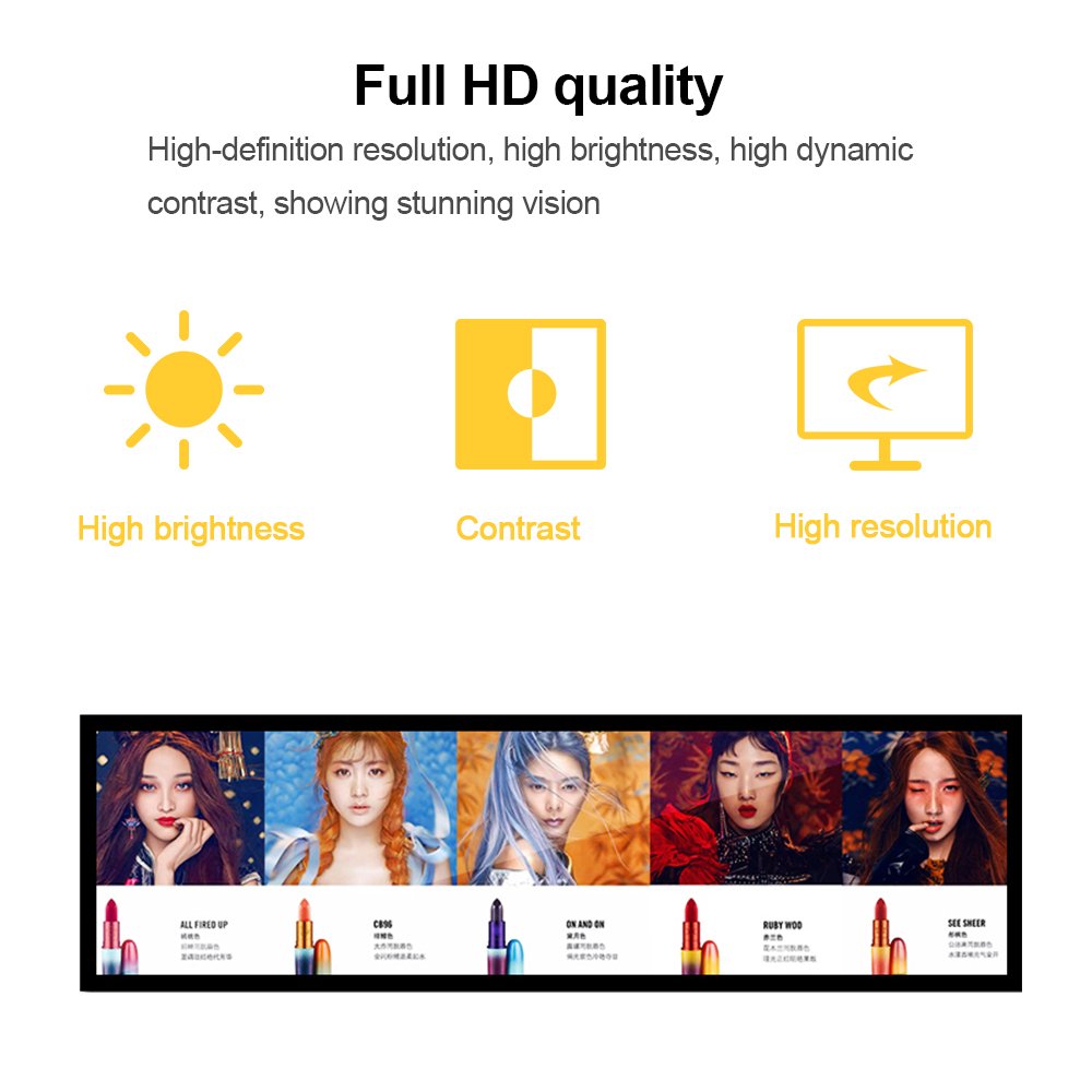 Custom Size Inch Ultra Wide High-resolution Stretched Bar Type Lcd advertising Display For Supermarket Shelf Retail