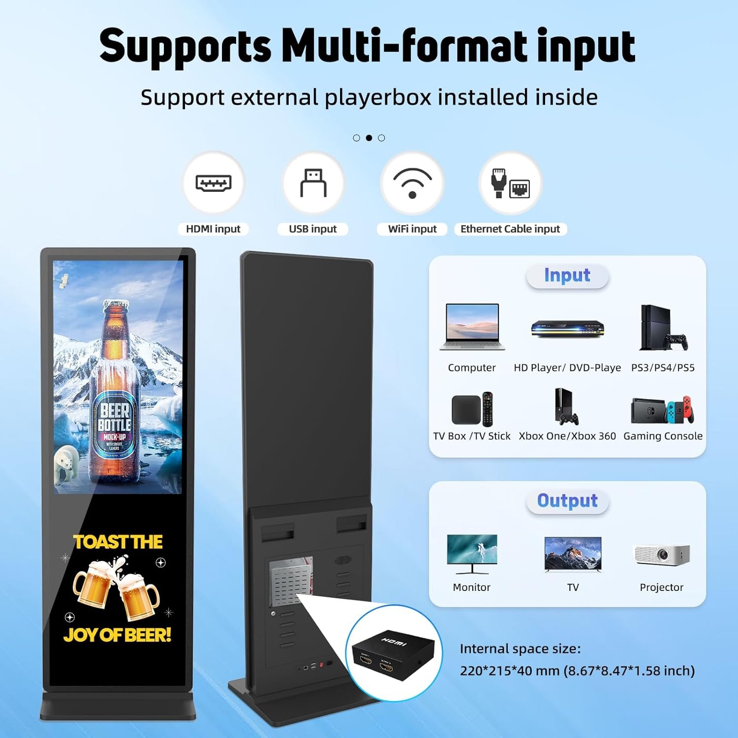 Restaurant Facing display menu board Advertising LCD Screens Monitor for Shopping Mall digital video signage