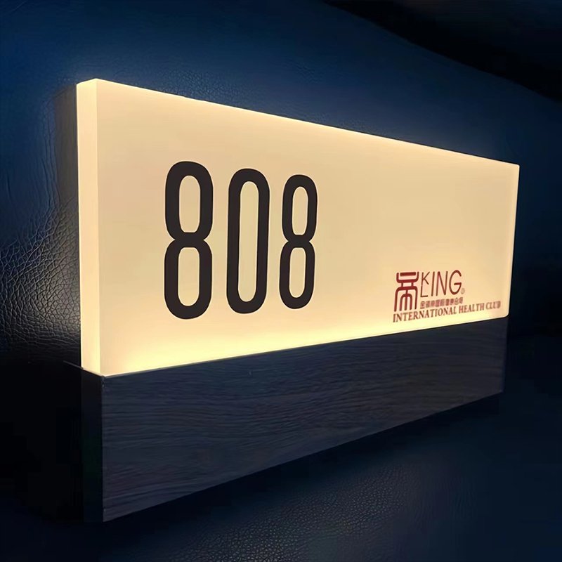 Custom size cube shape indoor and outdoor wall mounted logo LED sign UV printed acrylic panel Illuminated shop signage