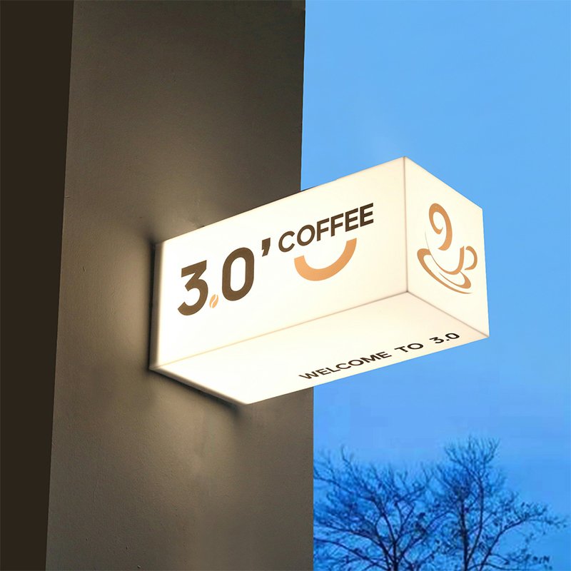Custom size cube shape indoor and outdoor wall mounted logo LED sign UV printed acrylic panel Illuminated shop signage