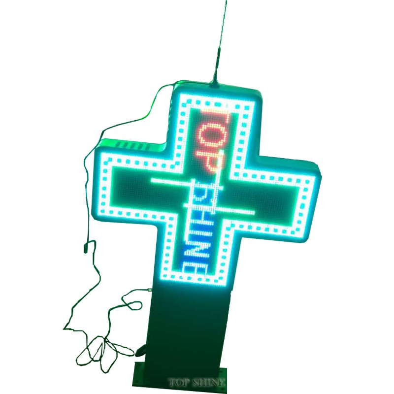 Outdoor P10/16/20 dual sides advertising board full color customized cross DIP led display 768*768mm P16 led pharmacy board
