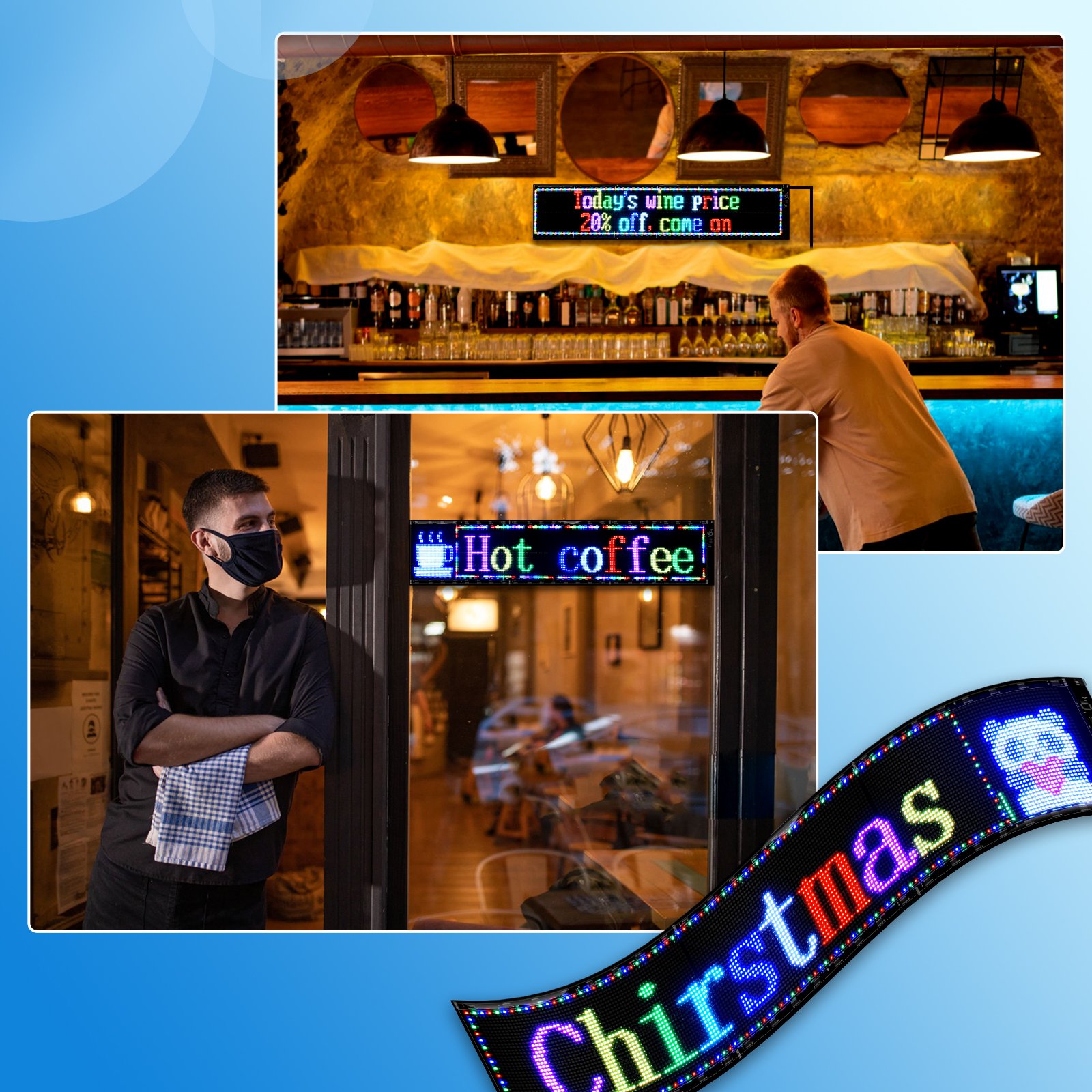 Flexible portable advertising board waterproofing led advertising screen rolling animation image signs for store windows
