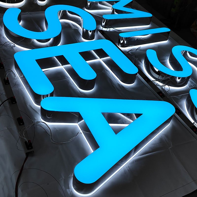 Light Up Letters 3D Logo Signage Custom Business Sign Gradient Color Frontlit Letter 3D Plastic Acrylic Sign Letters Led Light