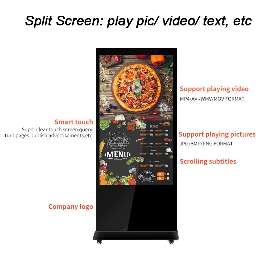 Indoor 55 Inch Touch Digital Signage Kiosk LCD Display Advertising Display Digital Menu Board Advertising Screens