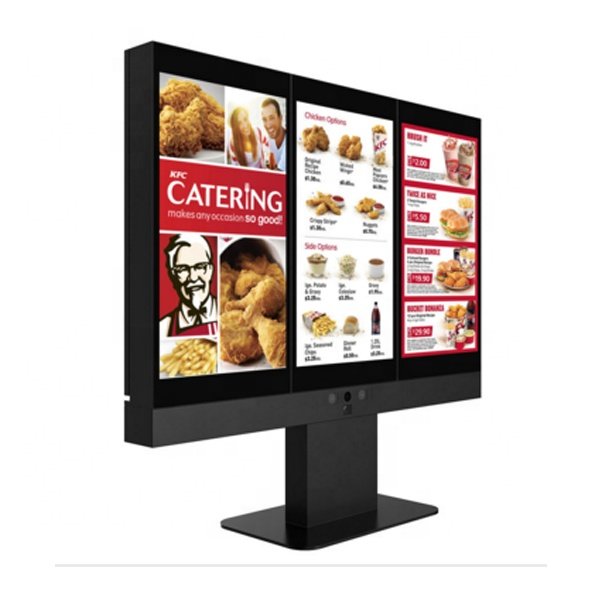 55" Outdoor LCD KIOSK Triple Display Advertising Machine High Brightness Drive Thru Order Menu Outdoor Digital Info Screen