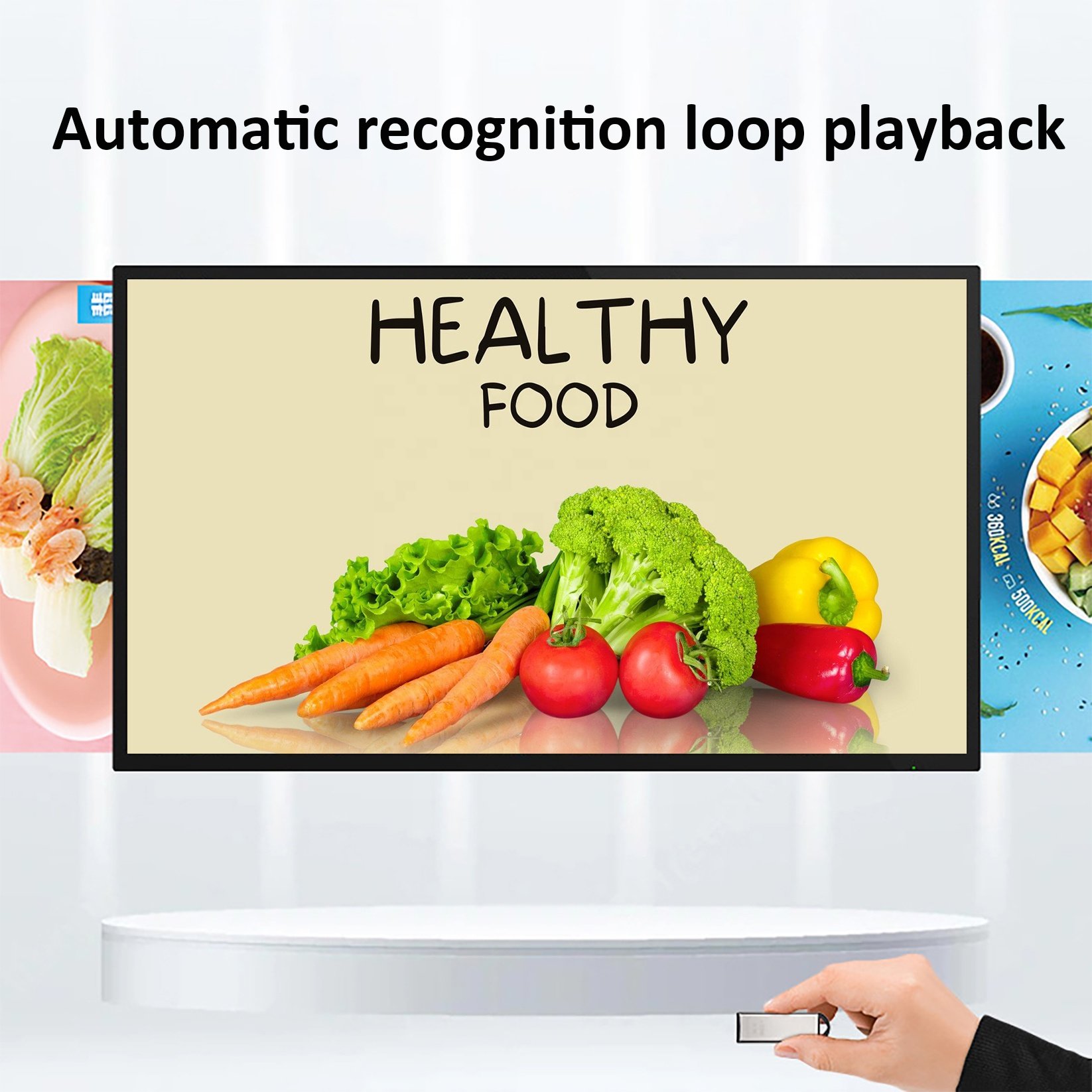 21.5-inch Wall-mounted Indoor Horizontal Touch Screen Menu Board Digital Signage LCD Advertising Display Made Aluminum Metal 4K