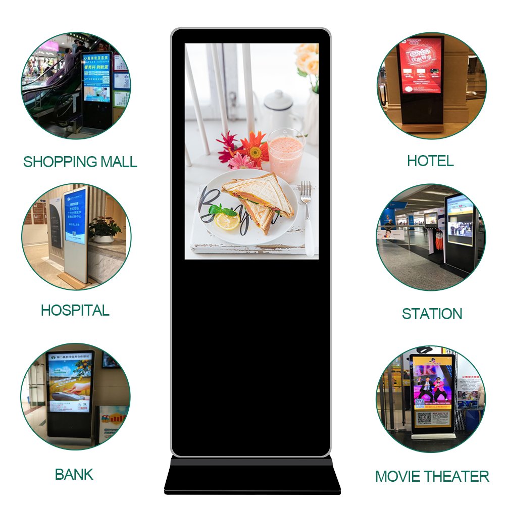 43-86 Inch Floor Stand Sinage Display Wifi Touch Screen Kiosk Digital Signage Lcd Advertising Player Indoor Digital Totem
