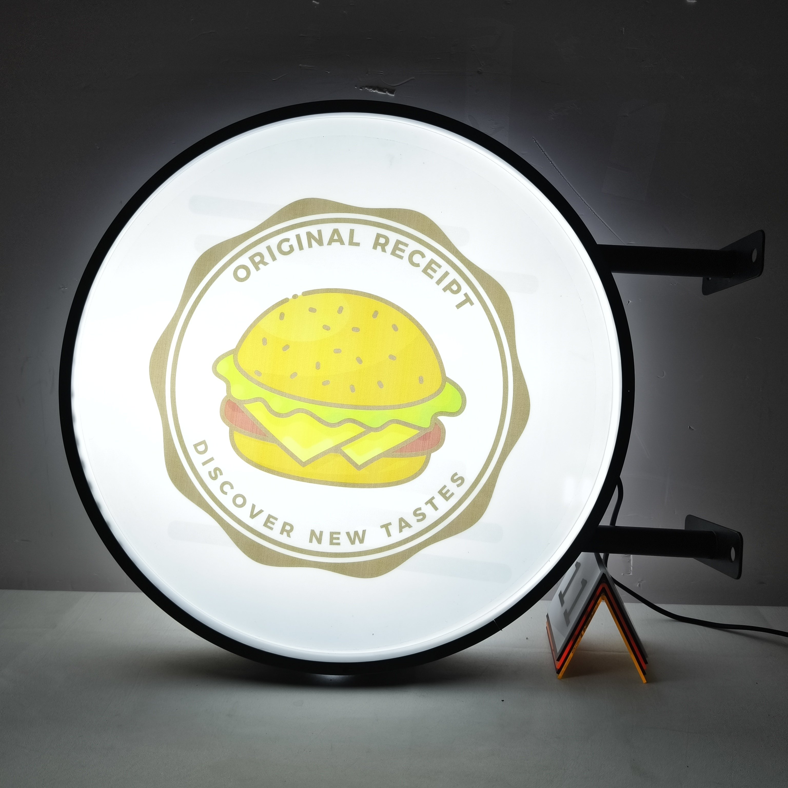 Dual Sided A4 Size Digital LED Lightbox Circular Circle Advertising Sign Board Flexible Acrylic Double-sided Flex Sign Stand
