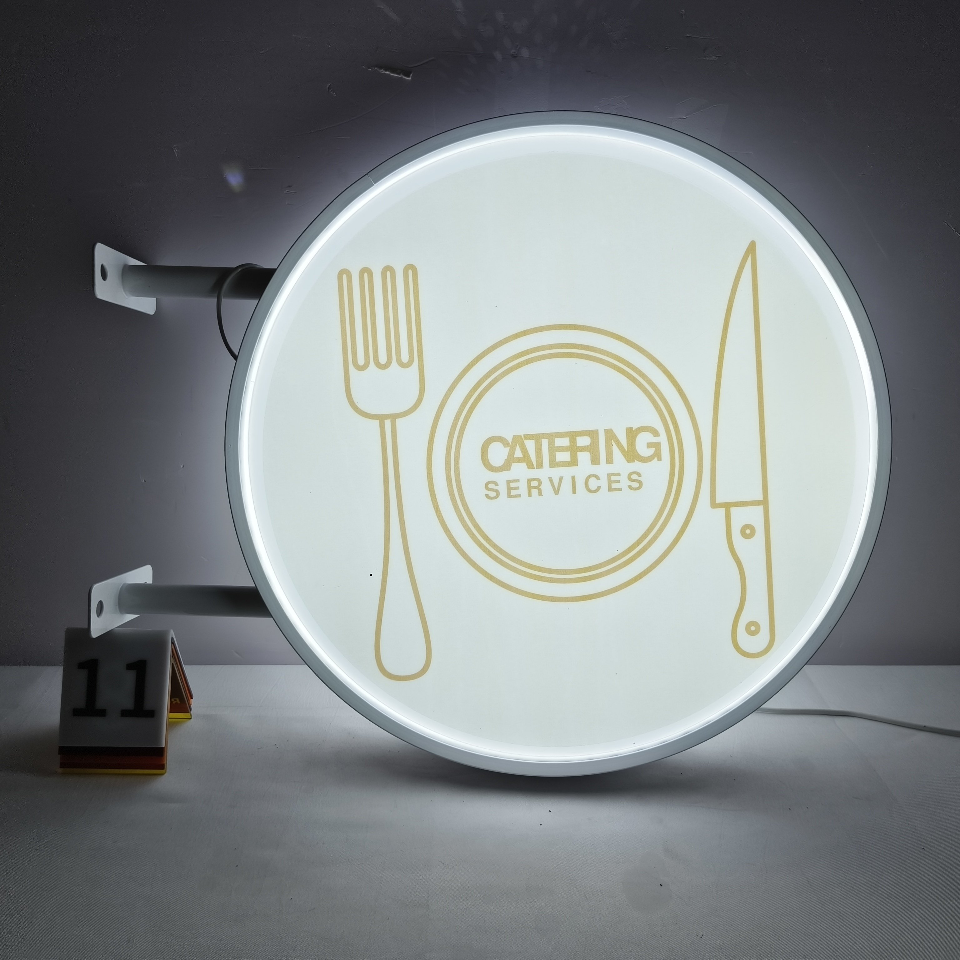Dual Sided A4 Size Digital LED Lightbox Circular Circle Advertising Sign Board Flexible Acrylic Double-sided Flex Sign Stand