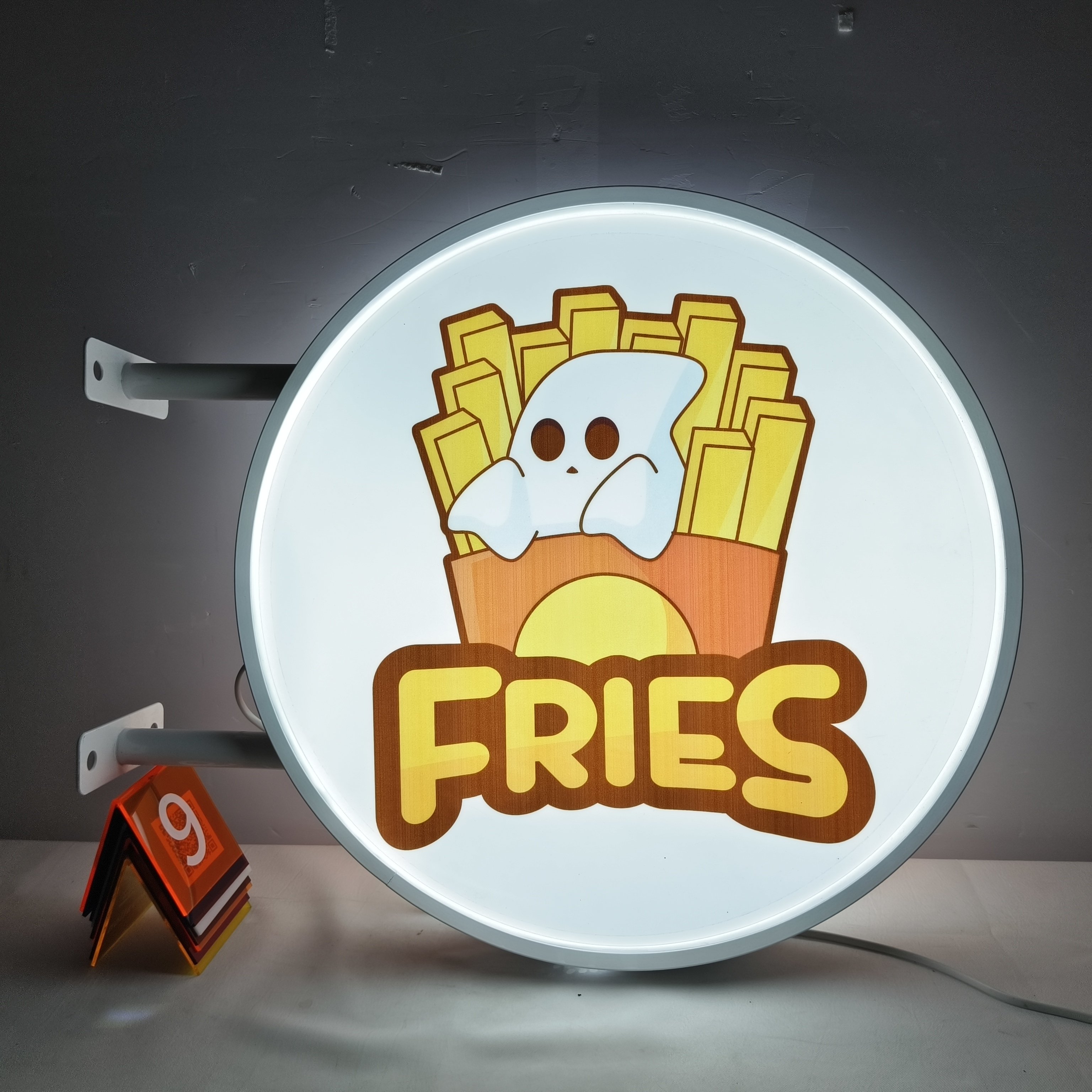 Dual Sided A4 Size Digital LED Lightbox Circular Circle Advertising Sign Board Flexible Acrylic Double-sided Flex Sign Stand