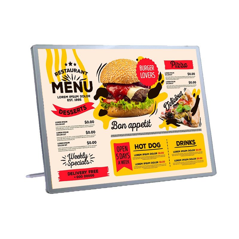 Slim Light Box Window Display Led A4 Advertising Light Box High Brightness Super Slim Round Corner Aluminum standing signboard