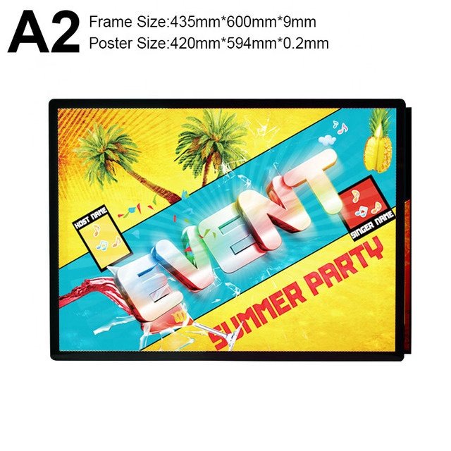 A4 A3 A2 A1 50*70cm illuminated ultra super thin slim LED light box for led advertising light board LED snap poster frame
