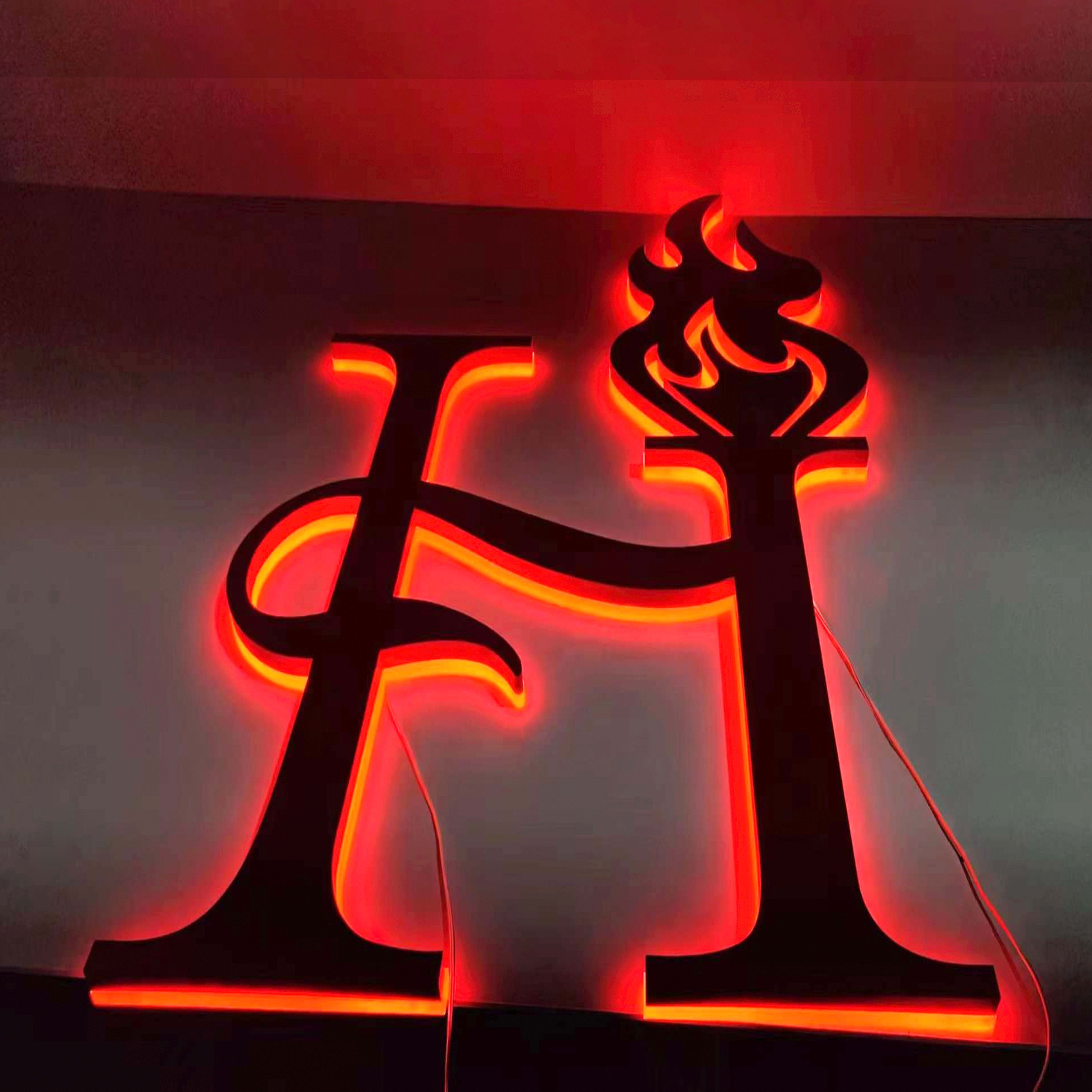 stainless steel led letter light sign custom led backlit letter logo sign back lighting up letters custom led sign for business
