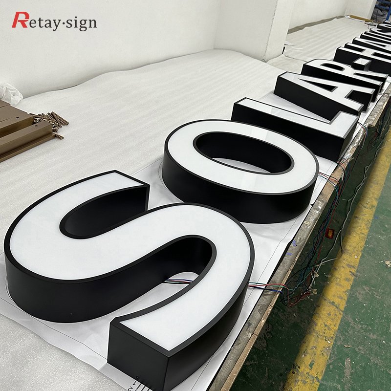 3d led letter sign board advertising frontlit module led letters 3d led face lit stainless steel acrylic channel letter sign