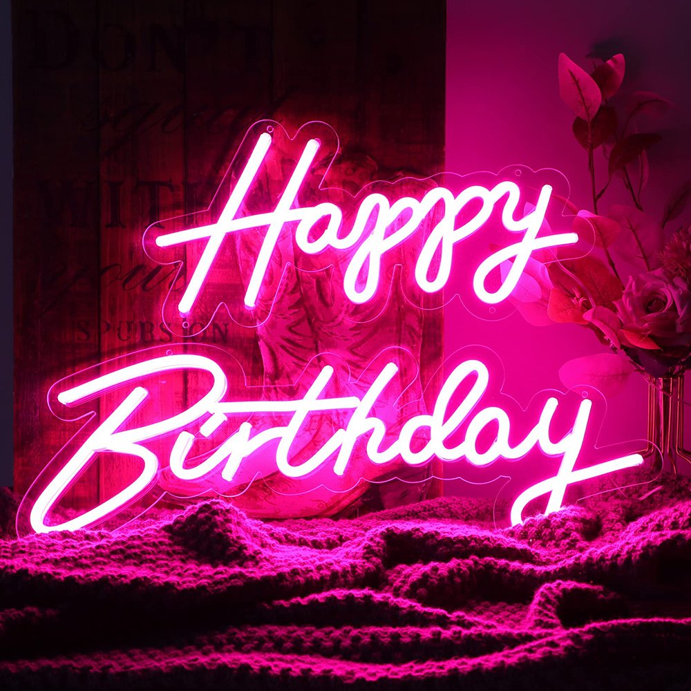 Wholesale Acrylic Board Lights Up Happy Birthday LED Custom Neon Sign for Party Wall Decor