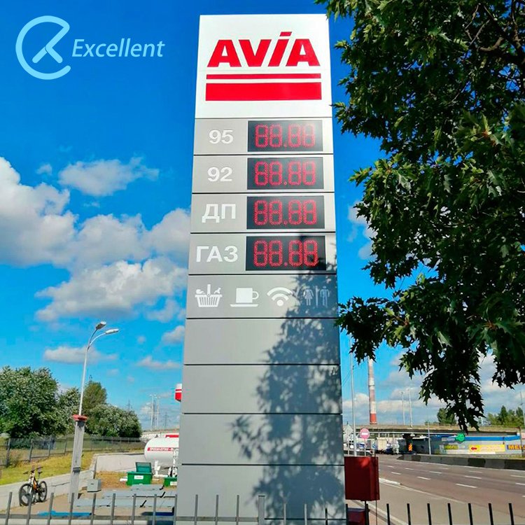 Outdoor waterproof advertising petrol station pylon display screen LED gas station price sign board