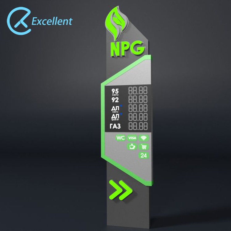 Outdoor waterproof advertising petrol station pylon display screen LED gas station price sign board
