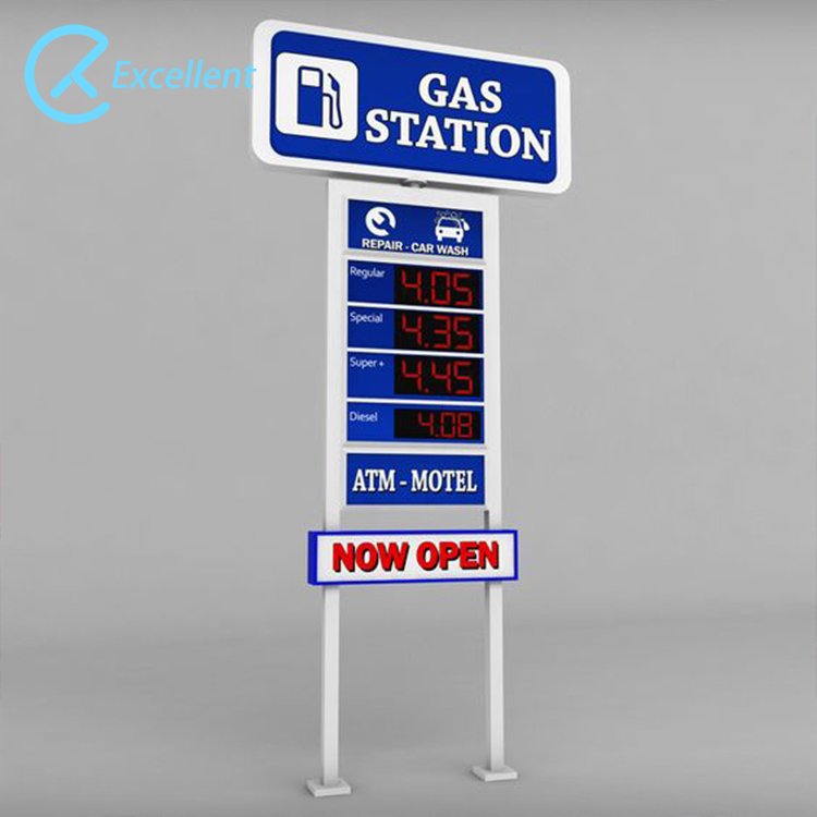 Outdoor waterproof advertising petrol station pylon display screen LED gas station price sign board