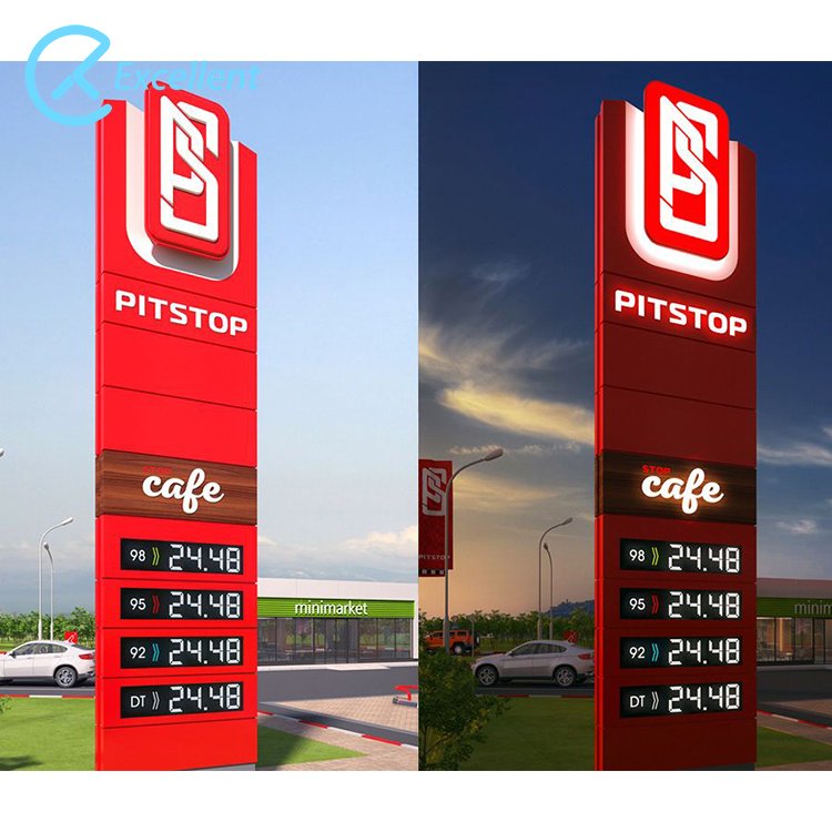 Outdoor waterproof advertising petrol station pylon display screen LED gas station price sign board