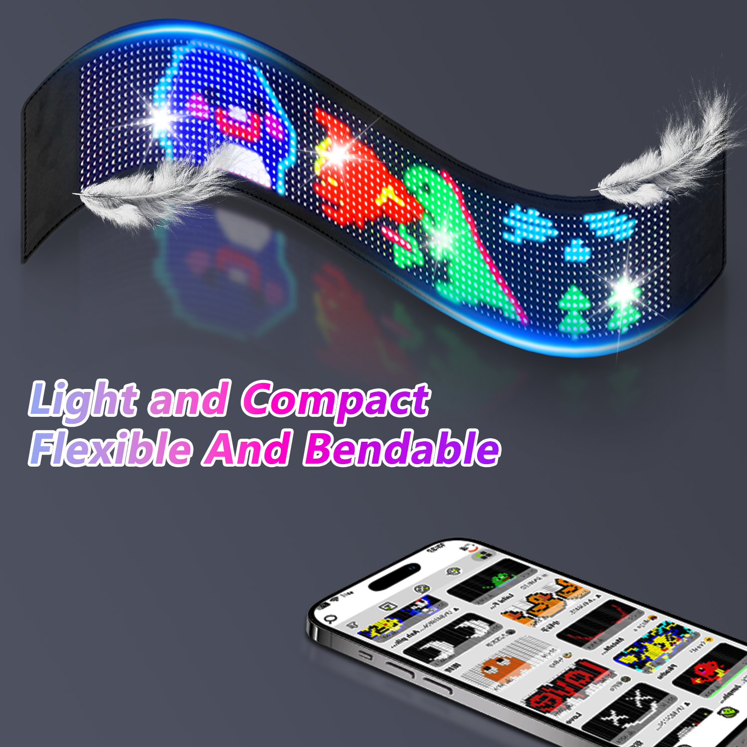 Car LED Sign Scrolling Flexible LED Matrix Panel App Control Custom Text Pattern Animation for Store Car Hotel Event Festival