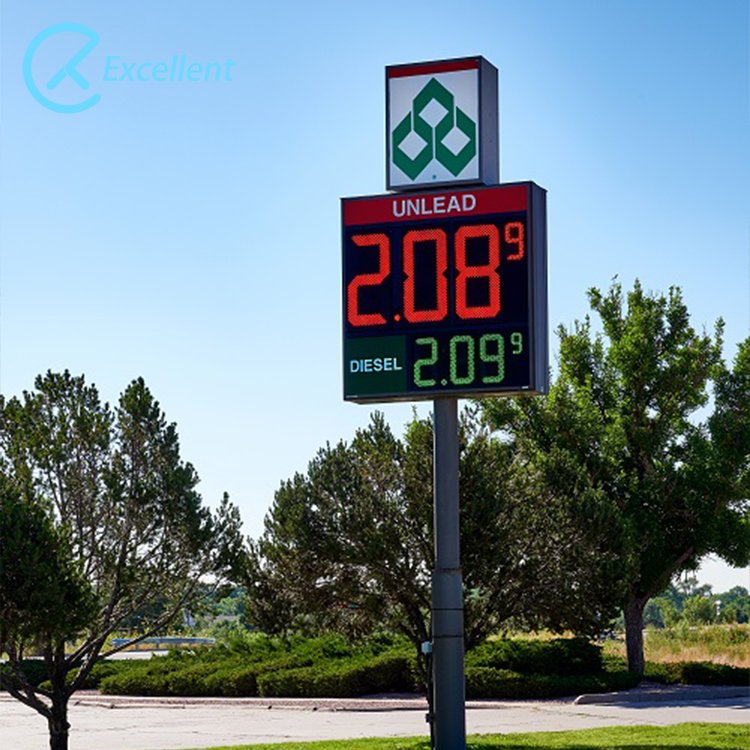 Outdoor Advertising Pylon Digital Display Screen LED Gas Station Price Totem Sign Board