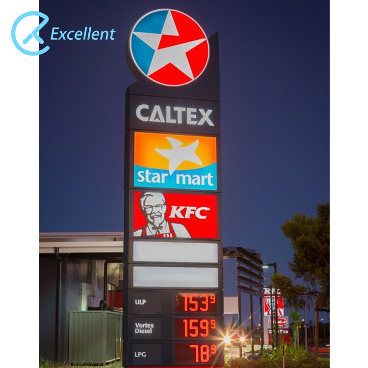 Outdoor Advertising Pylon Digital Display Screen LED Gas Station Price Totem Sign Board
