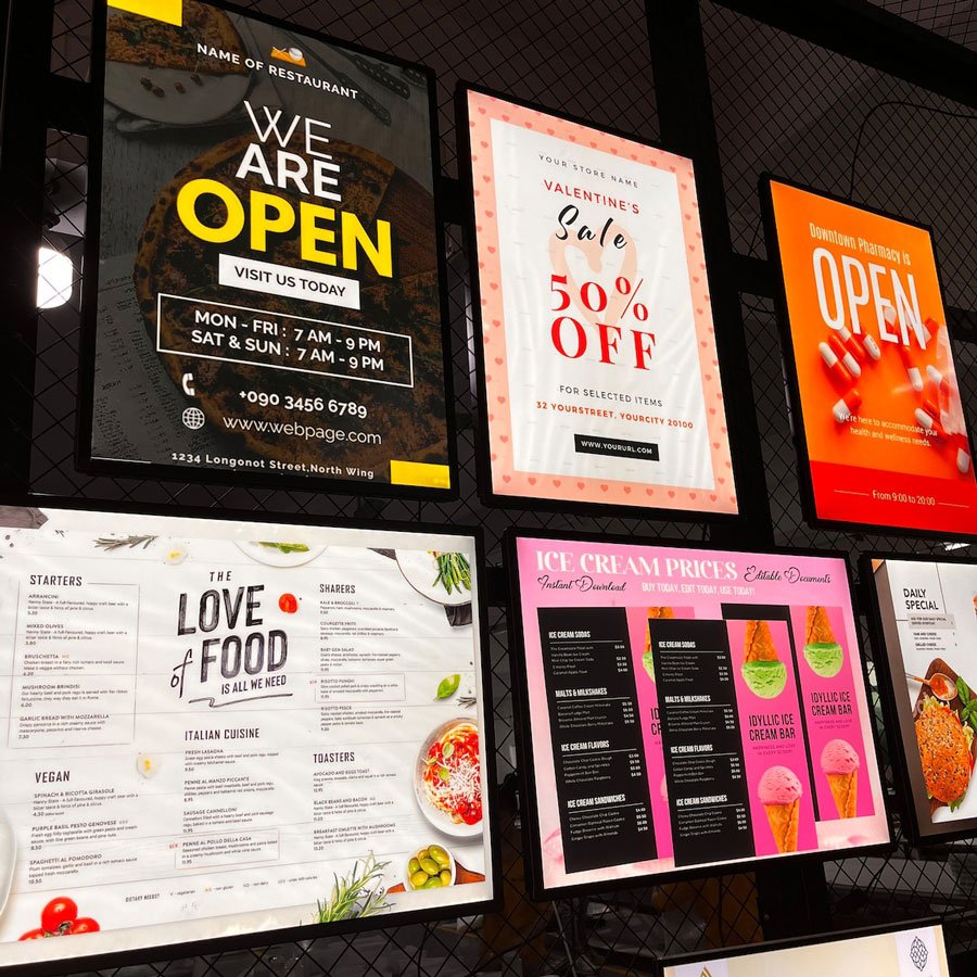 A1\A2\A3\A4 LED Light Box Aluminum Frame Restaurant Menu slim Tempered Glass Poster Advertising Light Boxes