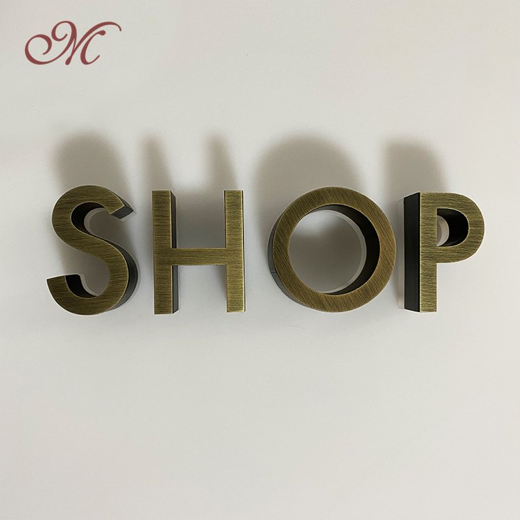 Free samples stainless steel fabricated Letter brass plating channel letters non illuminated signs