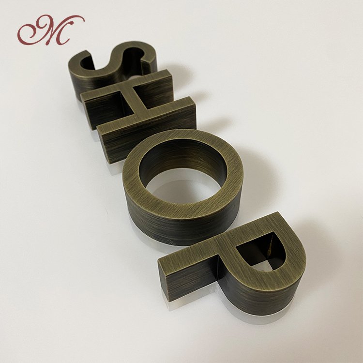 Free samples stainless steel fabricated Letter brass plating channel letters non illuminated signs
