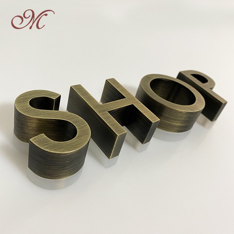 Free samples stainless steel fabricated Letter brass plating channel letters non illuminated signs