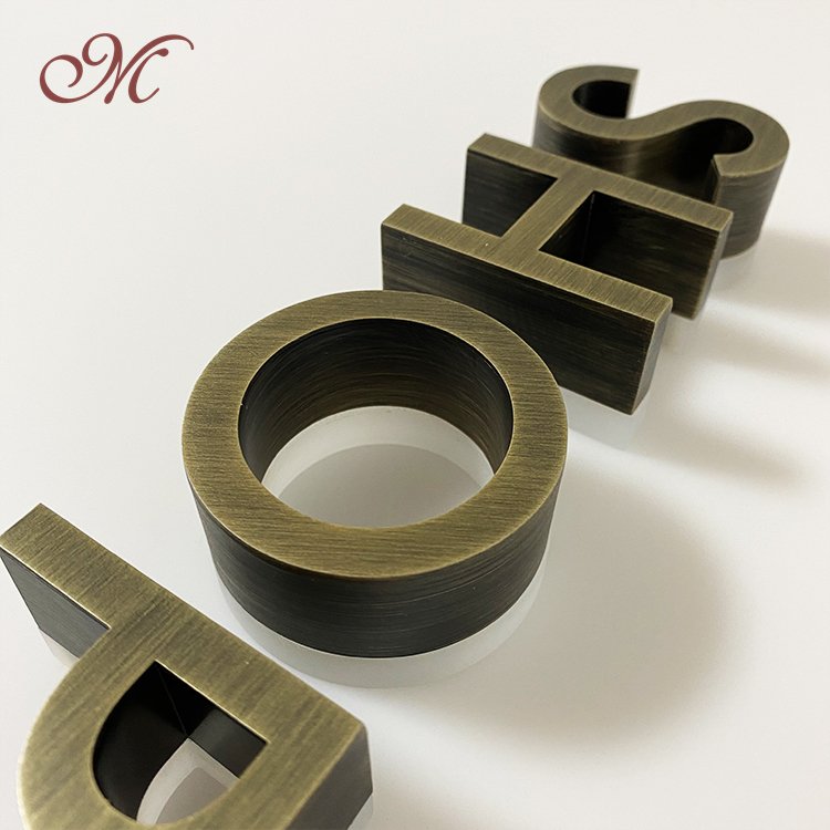 Free samples stainless steel fabricated Letter brass plating channel letters non illuminated signs