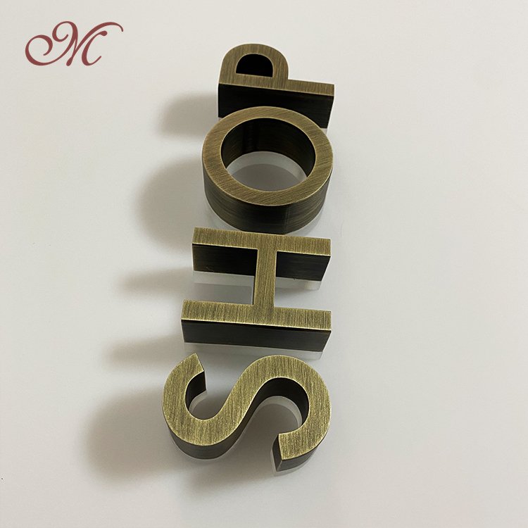 Free samples stainless steel fabricated Letter brass plating channel letters non illuminated signs