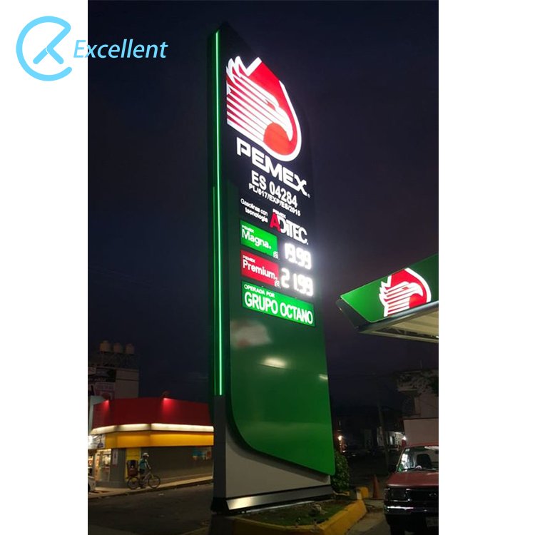 Petrol Station Price Board Gas Station Pylon Sign Led Digital Screen Signage Advertising Pylon Sign For Price Display