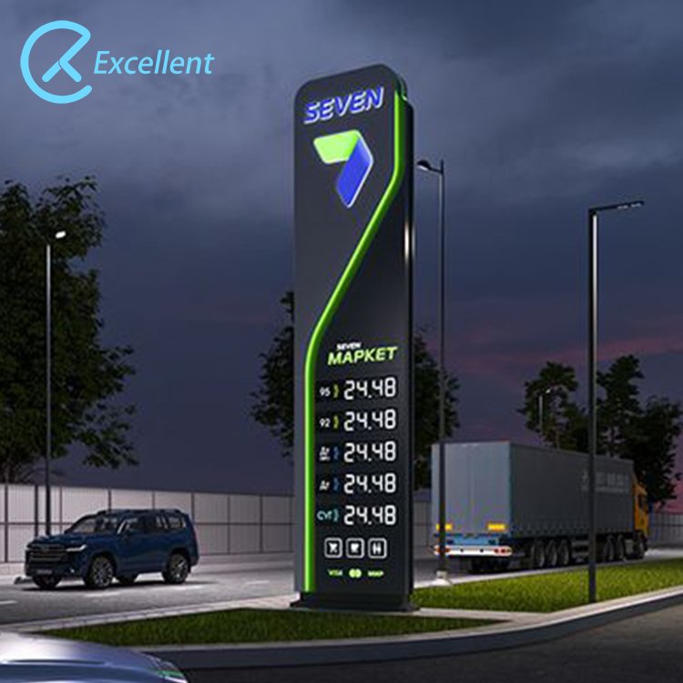 Petrol Station Price Board Gas Station Pylon Sign Led Digital Screen Signage Advertising Pylon Sign For Price Display