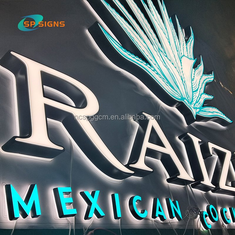 SP custom shop light sign backlit letter sign led channel letter gold Stainless steel acrylic business outdoor indoor sign
