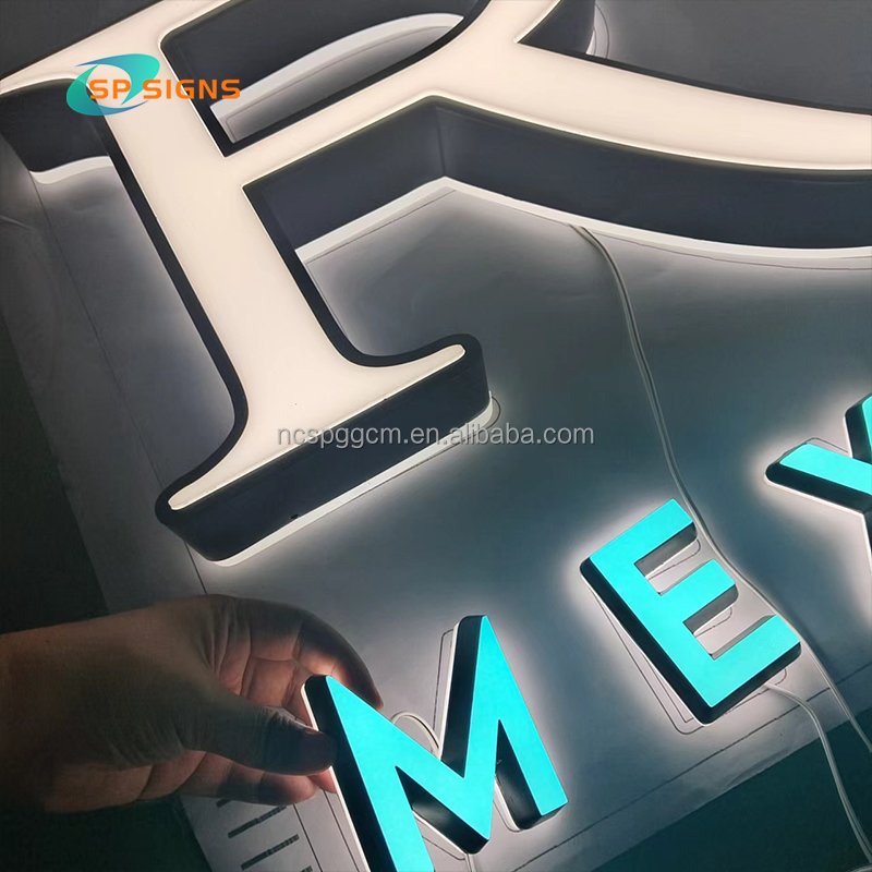 SP custom shop light sign backlit letter sign led channel letter gold Stainless steel acrylic business outdoor indoor sign