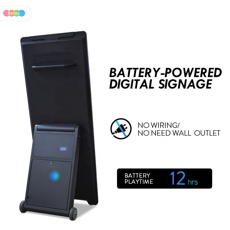 Battery Powered Supply LCD Poster 43 Inch Portable Digital Billboard Advertising Display Screen With Movable Wheels
