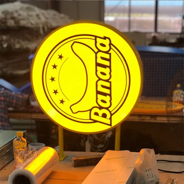 Digital Flex Advertising Sign Board Signs Lightbox Round Led Double Sided Acrylic Round Shape Circular Circle Light Box