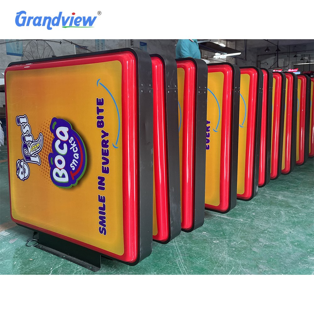 outdoor advertising acrylic side hanging board sign custom square led sign lightbox