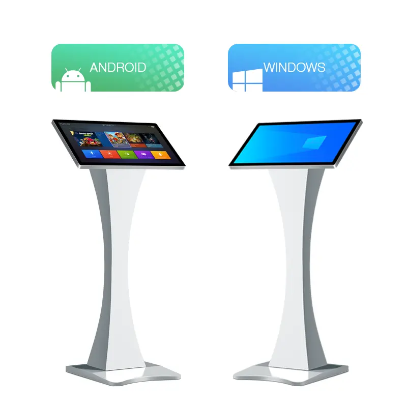 Kiosk Self Service Display 27 '' Win 10 Digital Signage Player Interactive All In One Touch Screen Horizontal Waist Stand Kiosk