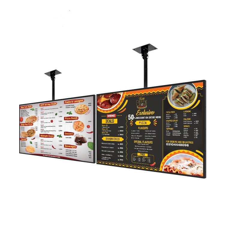 new design 65 inch wall mount retail advertising advertising digital sinage usb plug and play menu poster