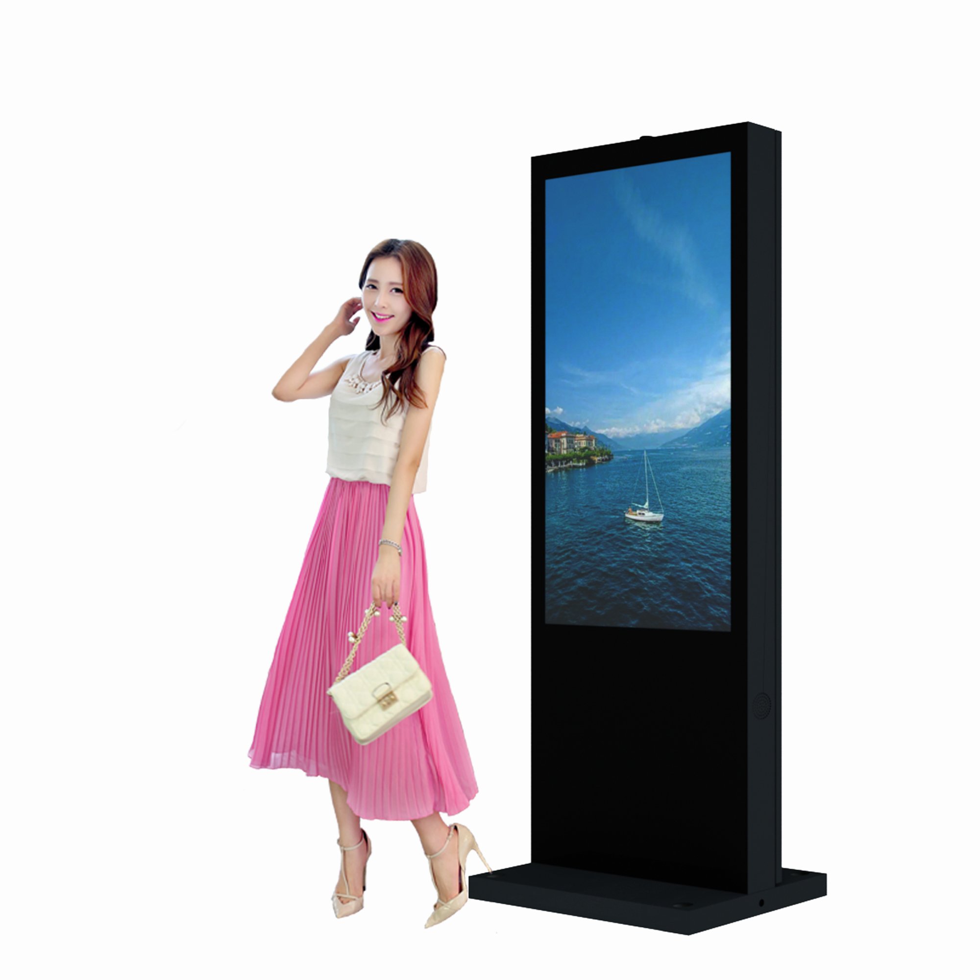 Totem Outdoor Advertising Led Screen Price Kiosk Machine Photo Booth 55 Inch Touch Display Digital Drive Thru Menu Board