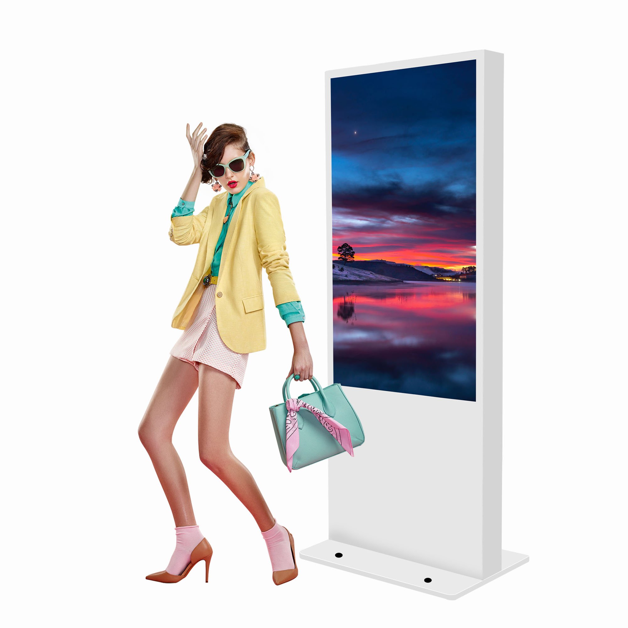 Totem Outdoor Advertising Led Screen Price Kiosk Machine Photo Booth 55 Inch Touch Display Digital Drive Thru Menu Board