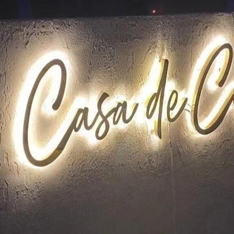 Acrylic Salon Sign Business Name Illuminated Signage Gold Mirror 3D Logo Type
