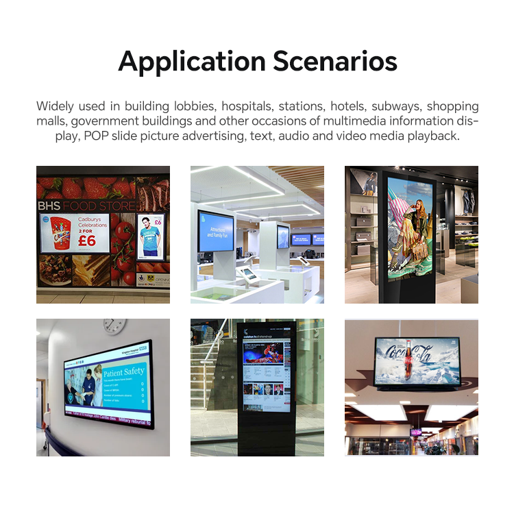 4k wall mounted advertising machine android 9.0 horizontal and vertical 16:9 lcd advertising screen 55 inch lcd digital signage