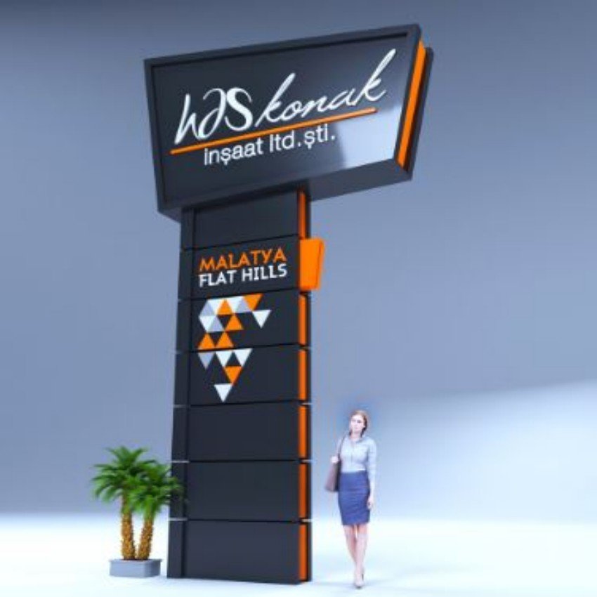 combined type steel outdoor three side wayfinding pylon signs digital business road signs modular pylon sign with led light