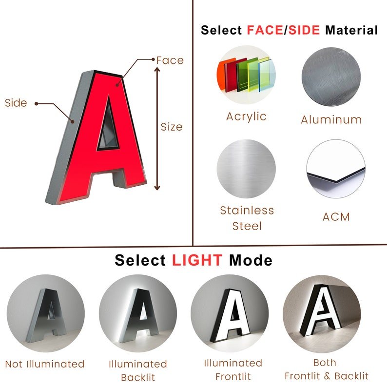Custom 3D LED Backlit Sign Office Designs Letter Signage Wall Metal Illuminated Logo Board for Shops Outdoor Restaurant Sign