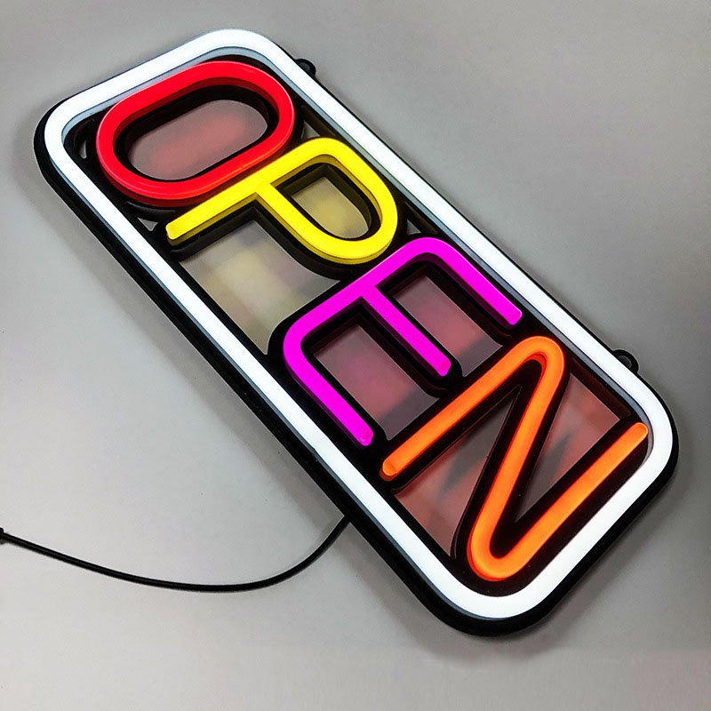 Customized acrylic luminous cashier led neon sign open lighting custom now open sign neon indoor signs