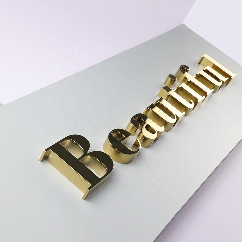 Custom Stainless Steel Channel Letter Sign Gold Metal Letters For Business Logo Wall Sign