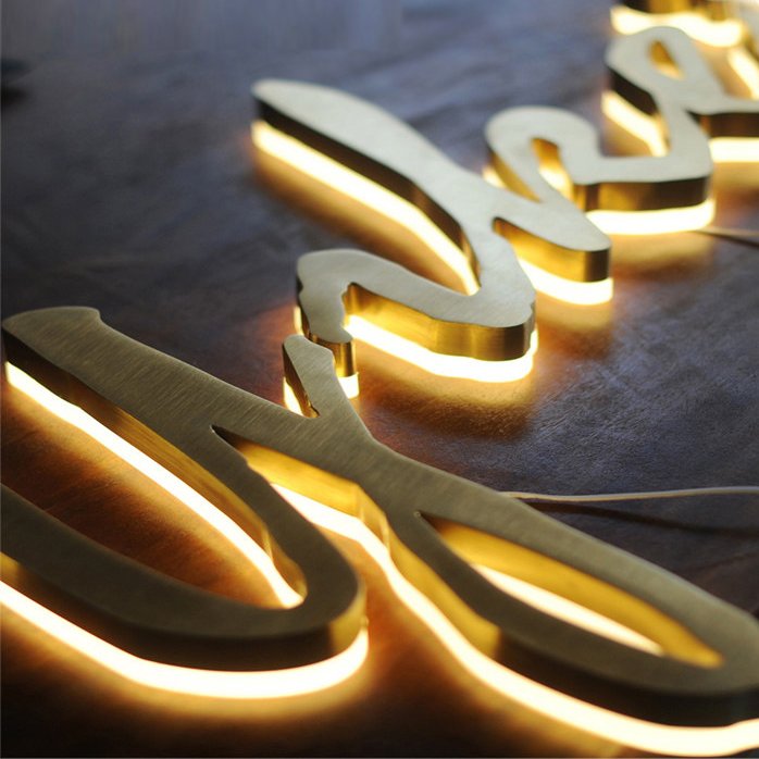2023 New arrival rose gold channel letters sign LED soild acrylic back lit boards outdoor illuminated alphabet 3D business logo